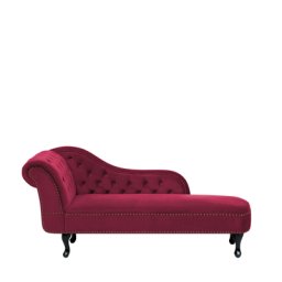 Chaiselongue Linksseitig Burgunderrot Samtstoff Holzfüße Glamourös