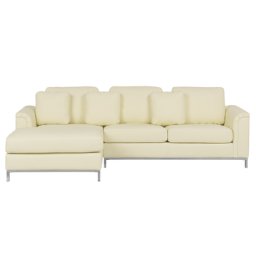 Ecksofa Beige Echtleder L-Förmig Rechtsseitig Modern Wohnzimmer
