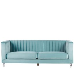 Sofa Hellblau Samtstoff 3-Sitzer Glamourös Elegant Wohnzimmer