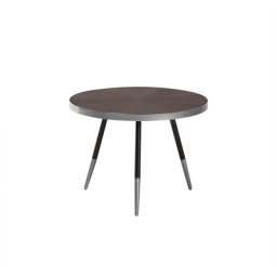 Couchtisch Braun / Schwarz / Silber MDF mit runder Tischplatte Rund Retro Modern