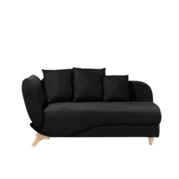 Chaiselongue Linksseitig Schwarz Samtstoff Holzfüße Modern Mit Zierkissen Bettkasten