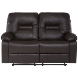 Sofa Braun Kunstleder 2-Sitzer Relaxfunktion Retro Wohnzimmer