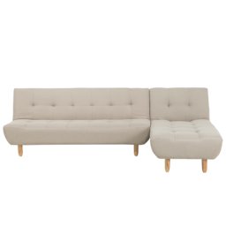 Ecksofa Beige Polsterbezug L-Förmig Linksseitig Modern Wohnzimmer