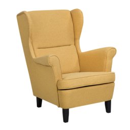 Ohrensessel Gelb Polsterbezug Gummibaumholzbeine Einzelsessel Wohnzimmer elegant