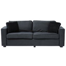 Sofa Grau Samtstoff 3-Sitzer mit 2 Kissen Armlehnen Freistehend Modern Industriell Wohnzimmer Ausstattung Möbel Couch Sitzmöbel