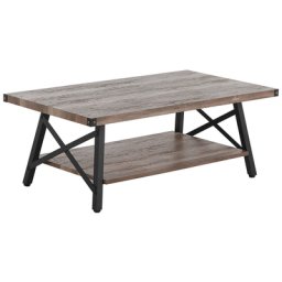 Couchtisch Grau mit Schwarz 55 x 100 cm MDF Tischplatte Metallgestell Verzierten Tischbeinen Rechteckig Scandinavien Stil