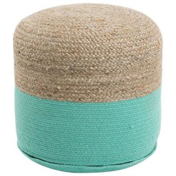 Pouf Mintgrün/Beige Jute/Baumwolle Rund Boho-Stil