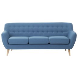 Sofa Blau Polsterbezug 3-Sitzer Retro Modern Wohnzimmer