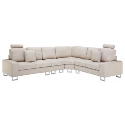 Ecksofa Beige Polsterbezug L-Förmig Linksseitig Skandinavisch Wohnzimmer