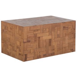 Couchtisch Braun 60 x 100 cm Teakholz Teakholzstücken Mosaik Geölt Rechteckig Modern