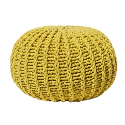 Pouf Gelb 100% Baumwolle Rund ⌀ 50 cm Elegant Modern