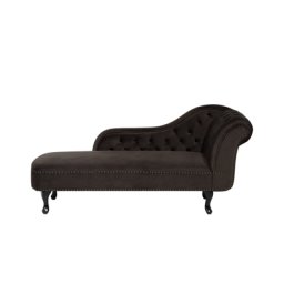 Chaiselongue Rechtsseitig Dunkelbraun Samtstoff Holzfüße Glamourös