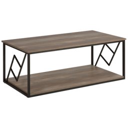 Couchtisch Braun mit Schwarz 60 x 120 cm Spanplatte Metallbeine Laminiert Rechteckig Industriell