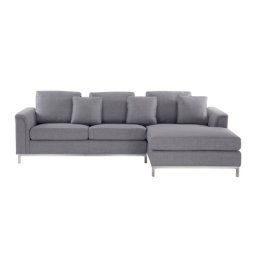 Ecksofa Hellgrau Polsterbezug L-Förmig Linksseitig Modern Zierkissen Wohnzimmer