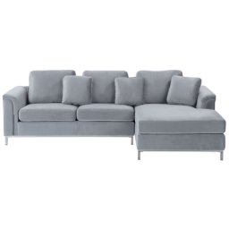 Ecksofa Hellgrau Samtstoff L-Förmig Linksseitig Modern Zierkissen Wohnzimmer