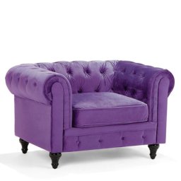 Sessel Violett Samtstoff Eichenholz Chesterfield-Stil Wohnzimmer