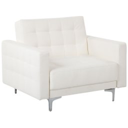 Sessel Weiß Kunstleder modern elegant Wohnzimmer Schlafzimmer