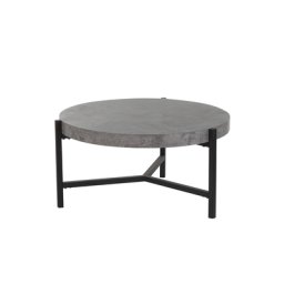 Couchtisch Grau Schwarz Betonoptik MDF Tischplatte Metallgestell Rund Modern Industriell