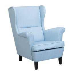 Ohrensessel Blau Polsterbezug Gummibaumholzbeine Einzelsessel Wohnzimmer elegant