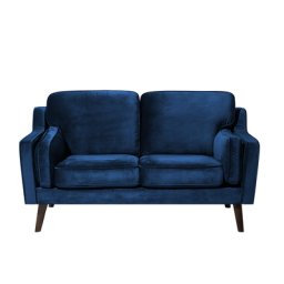 Sofa Dunkelblau Samtstoff 2-Sitzer Retro Minimalistisch Wohnzimmer