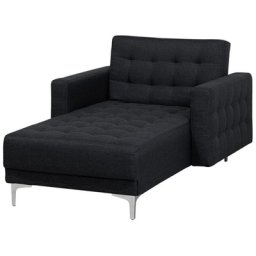 Chaiselongue Universal Dunkelgrau Polsterbezug Metallfüße Klassisch
