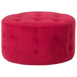 Hocker Rot Samtstoff Knopfversteppung Rund Modern/Elegant