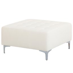 Ottomane Weiß Kunstleder Metallbeine in Silber für Wohnzimmer Retro/Minimalismus