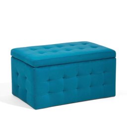 Hocker Marineblau Samt Rechteckig mit Stauraum Deckel Steppung Modern Sitzbank Bettbank Fußbank Fußhocker Schemel Schlafzimmer Wohnzimmer Flur
