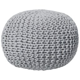 Pouf Hellgrau 100% Baumwolle Rund ⌀ 50 cm Elegant Modern