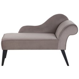Chaiselongue Rechtsseitig Braun-Grau Samtstoff Modern