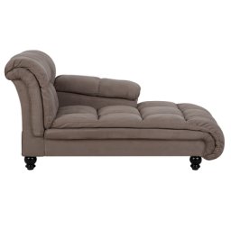 Chaiselongue Linksseitig Braun-Grau Polsterbezug Holzfüße Zeitgenössisch