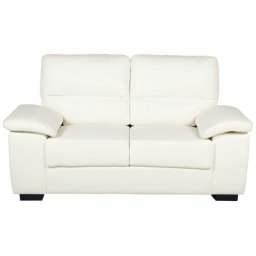 Sofa Weiß Kunstleder 2-Sitzer Retro Wohnzimmer