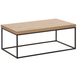 Couchtisch Beige Schwarz 60 x 100 cm MDF Tischplatte Metallgestell Rechteckig Industriell