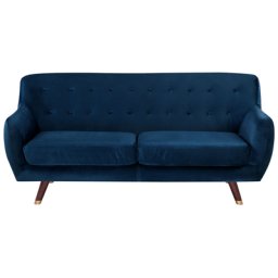 Sofa Dunkelblau Samtstoff 3-Sitzer Minimalistisch Retro Wohnzimmer