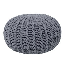Pouf Dunkelgrau 100% Baumwolle Rund ⌀ 50 cm Elegant Modern