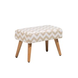 Sitzhocker Braun/Weiß Baumwolle Holzbeine Zickzackmuster Modern