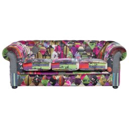 Sofa Bunt Polsterbezug 3-Sitzer Chesterfield Stil Glamourös Wohnzimmer