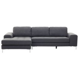 Ecksofa Grau Polsterbezug L-Förmig Rechtsseitig Modern Wohnzimmer