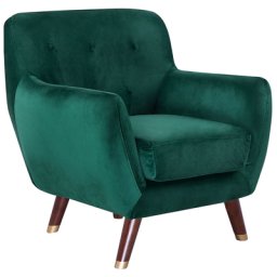 Sessel Grün Samtstoff Gummibaumholz Retro-Stil Wohnzimmer