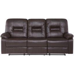 Sofa Braun Kunstleder 3-Sitzer Relaxfunktion Retro Wohnzimmer