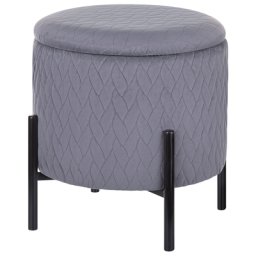 Hocker Grau Samtstoff Holzbeine in Schwarz mit Stauraum Eleganz/Modern