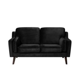 Sofa Schwarz Samtstoff 2-Sitzer Retro Minimalistisch Wohnzimmer