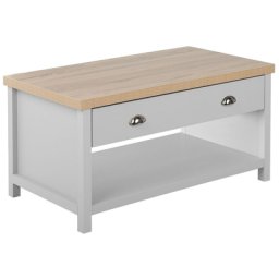 Couchtisch Grau Braun Silber 55 x 99 cm Spanplatte 2 Schubladen Zusätzliche Abstellfläche Vielseitig Furnier Rechteckig Modern