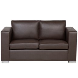 Sofa Braun Spaltleder 2-Sitzer Minimalistisch Wohnzimmer