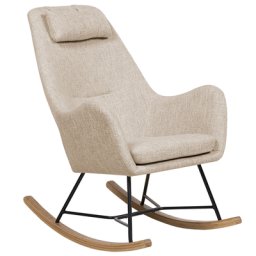 Schaukelsessel Beige Polsterbezug Holzbeine Wohnzimmer Kinderzimmer stilvoll
