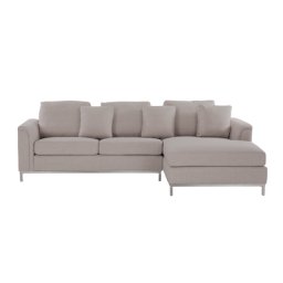 Ecksofa Beige Polsterbezug L-Förmig Linksseitig Modern Zierkissen Wonzimmer