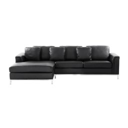 Ecksofa Schwarz Echtleder L-Förmig Rechtsseitig Modern Wohnzimmer