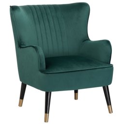Sessel Grün Samtstoff Metall Dekorative Versteppung auf Rückenlehne Retro-Stil