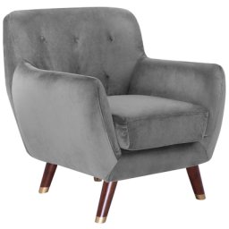 Sessel Grau Samtstoff Gummibaumholz Retro-Stil Wohnzimmer