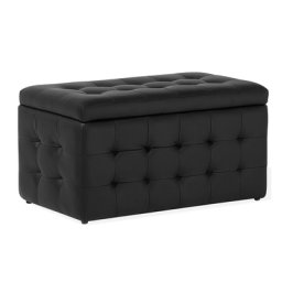 Hocker Schwarz Kunstleder Rechteckig mit Stauraum Deckel Steppung Modern Sitzbank Bettbank Fußbank Fußhocker Schemel Schlafzimmer Wohnzimmer